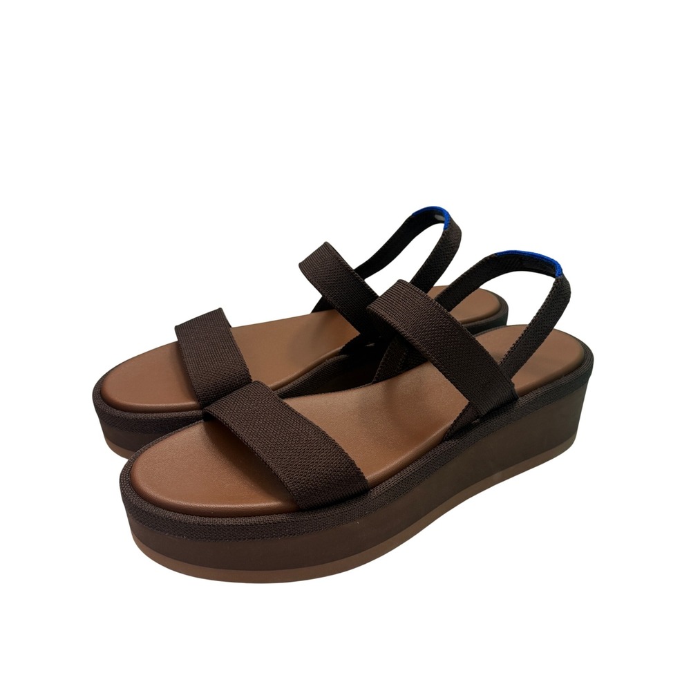 Rothys The Weekend Slide Espresso Brown Platform Sandal W9.5 Minimalist Chic